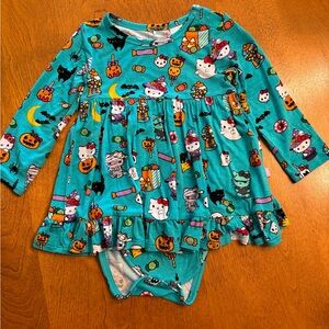 Posh Peanut Hello Kitty® Halloween Long Sleeve Ruffled Bodysuit Dress